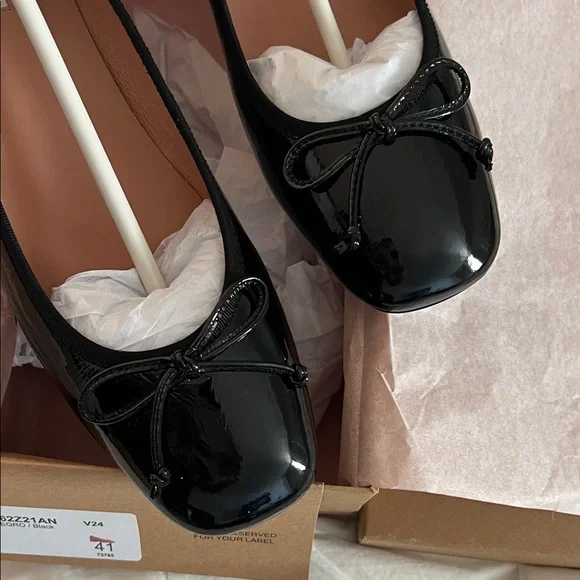 ANTHROPOLOGIE Bibi Lou Heeled Ballet Bow Pumps in Black Sz 41 - NIB!! - Picture 5 of 9